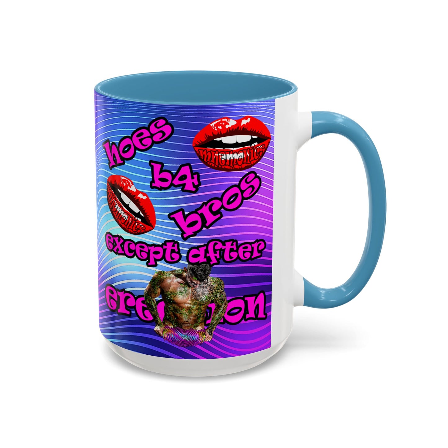 hoes b4 bros - Accent Mug (purple wave)
