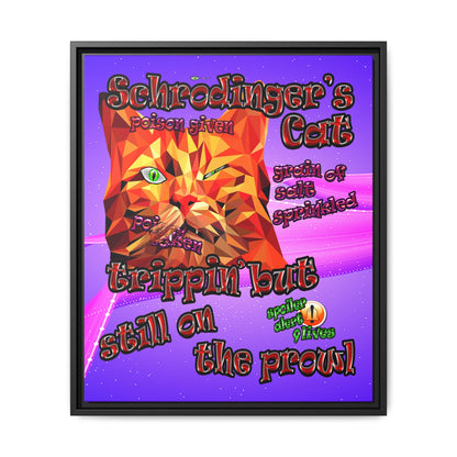 schrodinger's cat - framed canvas art (purple-pink wave)