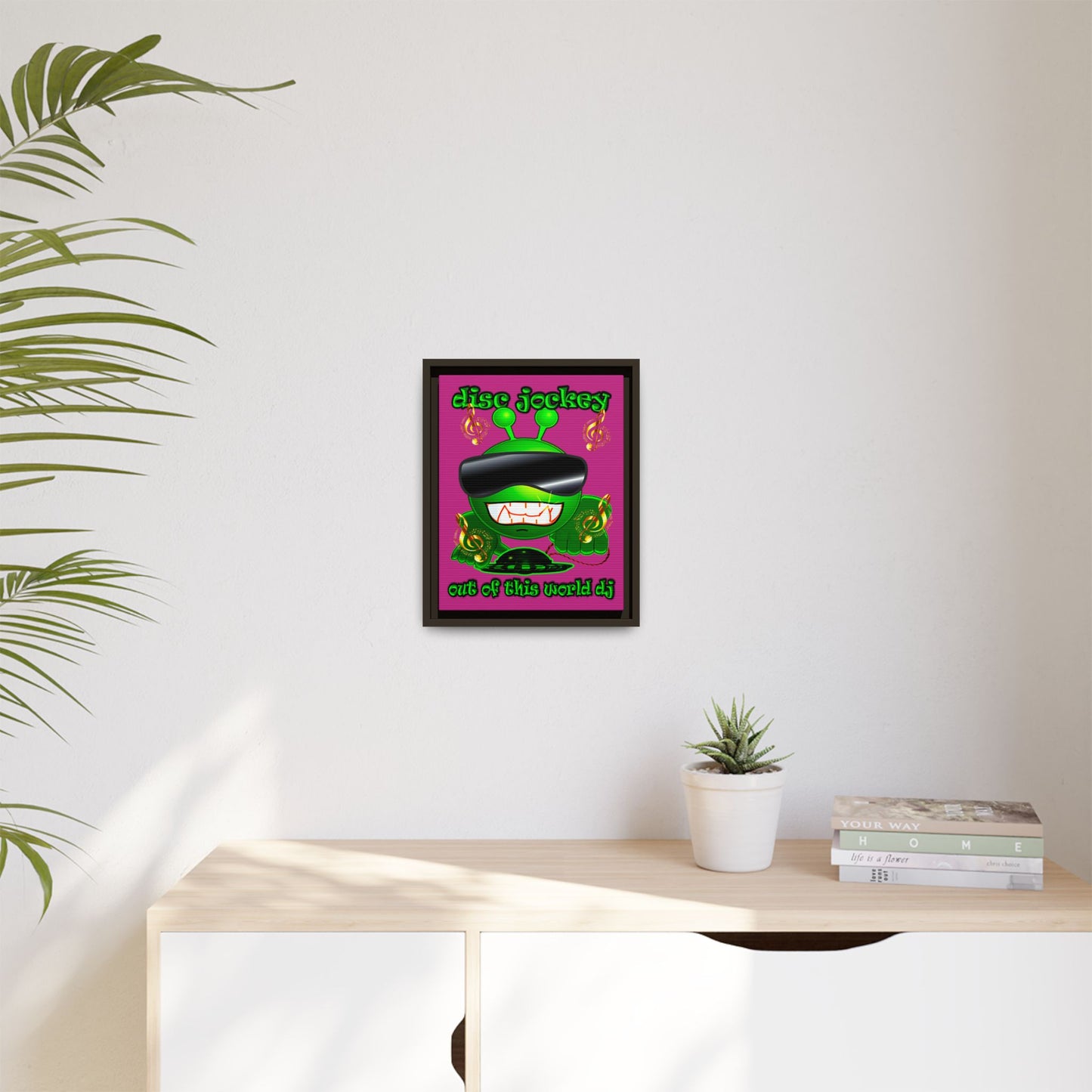 disc jockey - framed canvas art (pink)