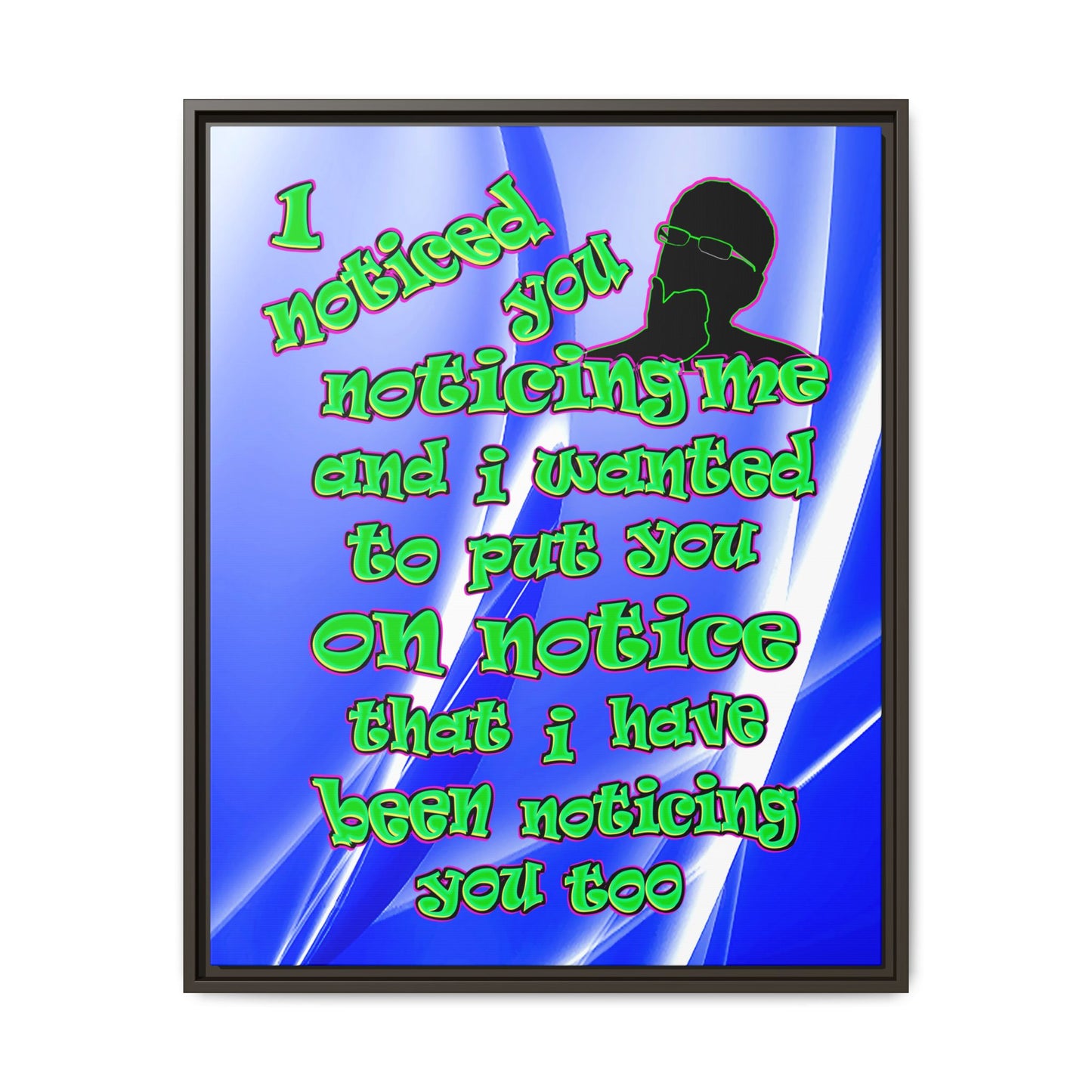 noticed you noticing - framed canvas art (blue-white wave)