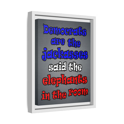 donkeys and elephants - framed canvas art (grey-light grey)