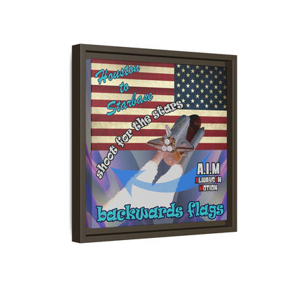 shoot for the stars - framed canvas art (grey-pink wave)