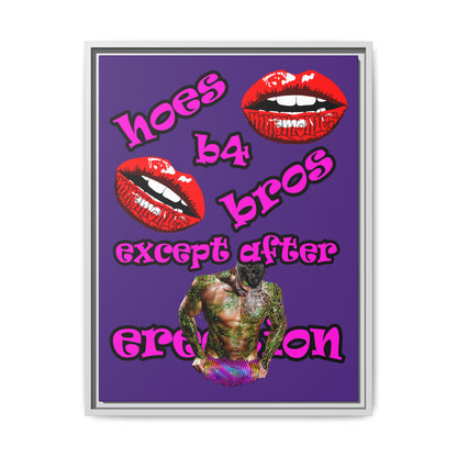 hoes b4 bros - framed canvas art (purple)