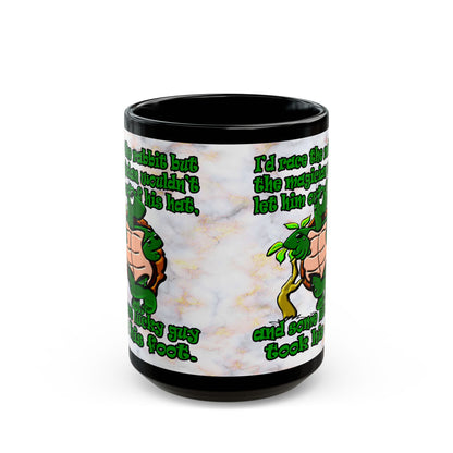 turtle race - Black Mug (white marble)
