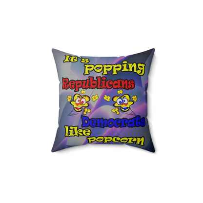 popping like popcorn - Spun Polyester Square Pillow - (grey-pink wave)