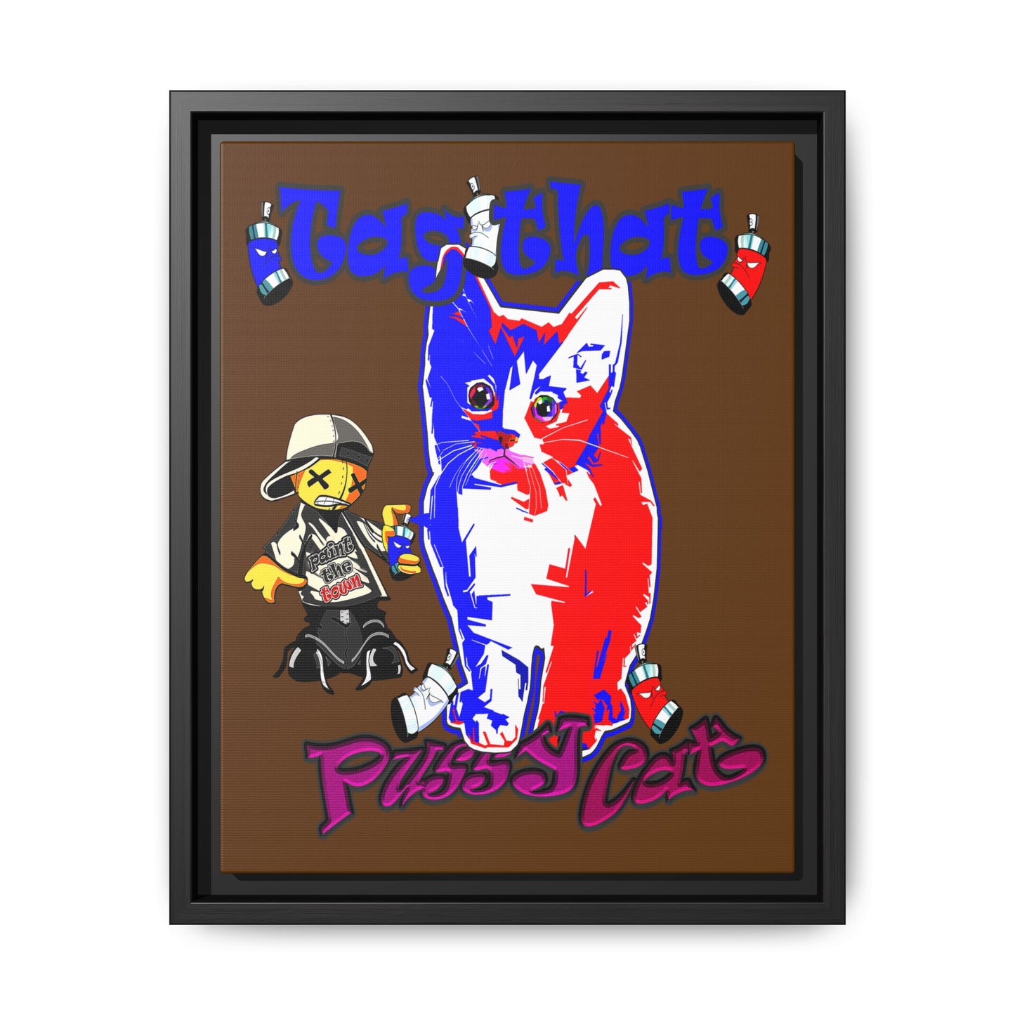 tag that - framed canvas art (brown)