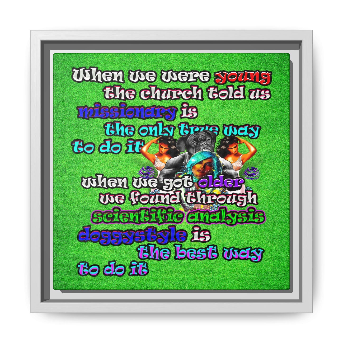 doggystyle - framed canvas art (green turf)