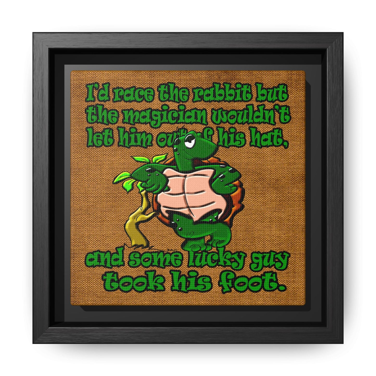 turtle race - framed canvas art (brown papyrus)