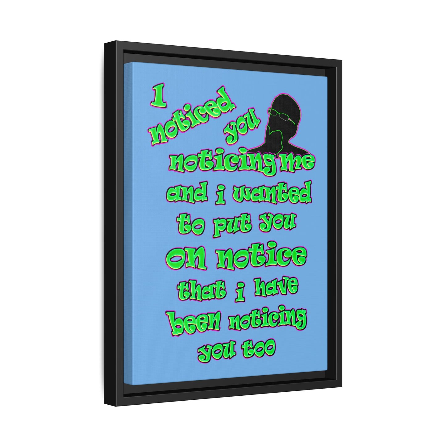 noticed you noticing - framed canvas art (light blue)