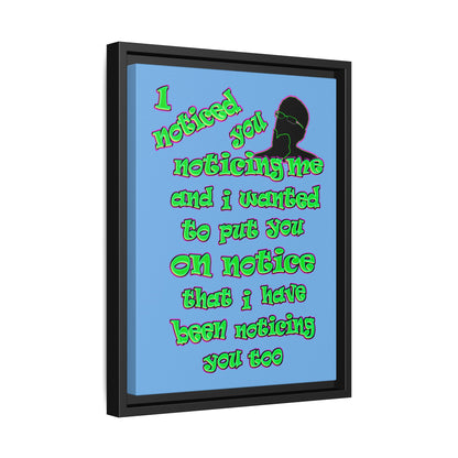 noticed you noticing - framed canvas art (light blue)