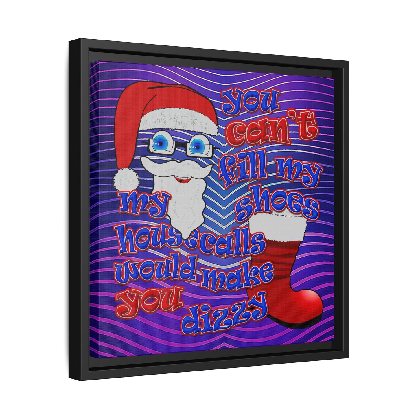 santa's shoes - framed canvas art (purple wave)