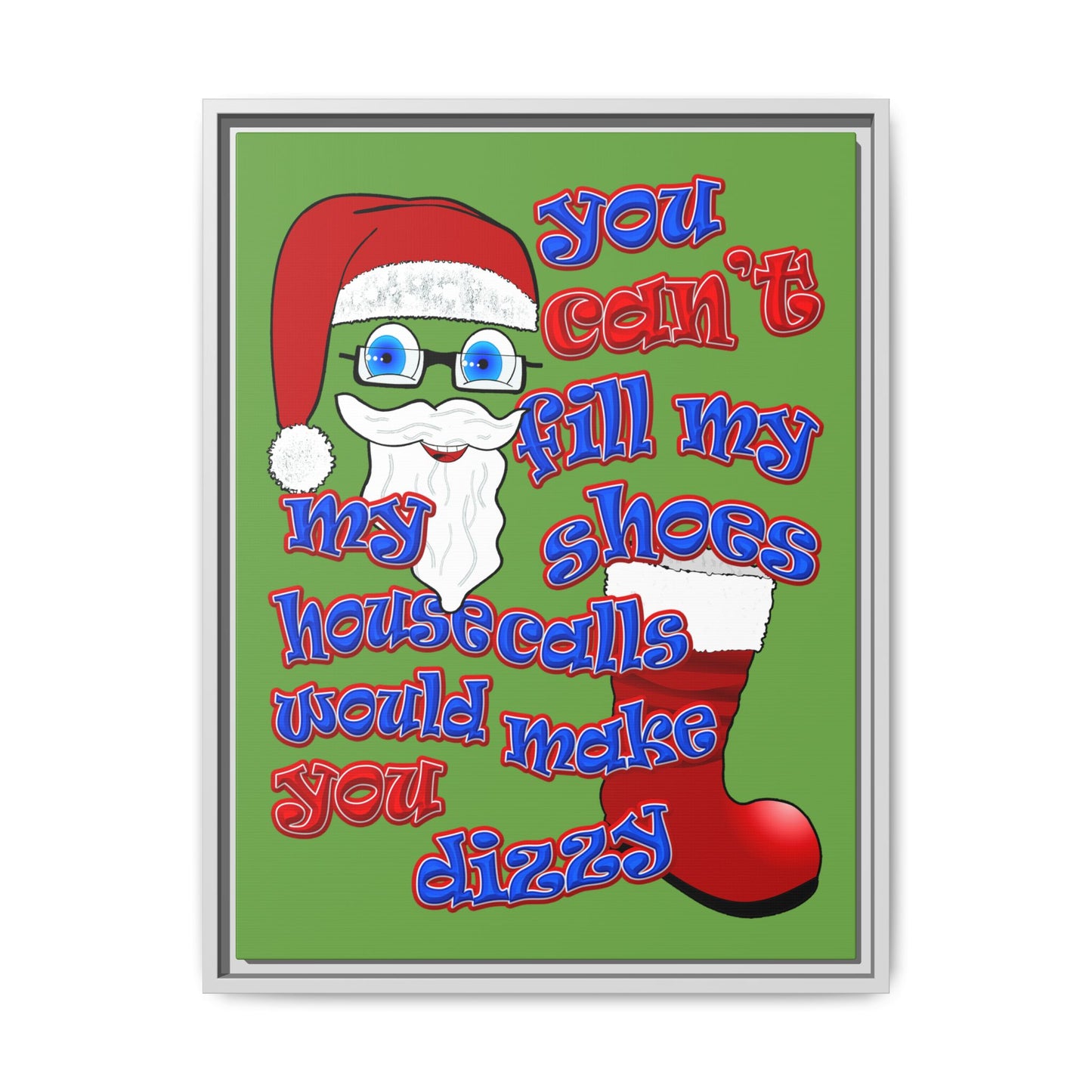 santa's shoes - framed canvas art (green)