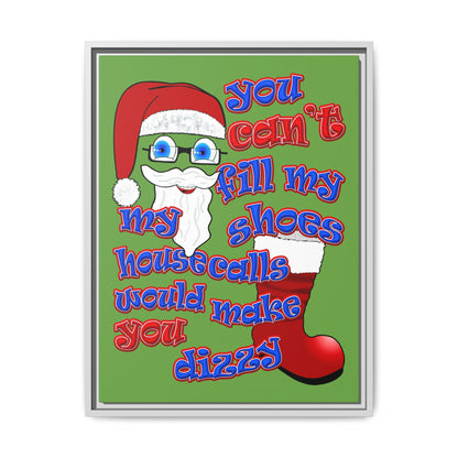 santa's shoes - framed canvas art (green)