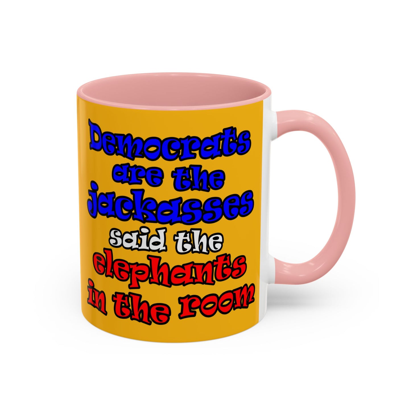 donkeys and elephants - Accent Mug (yellow)