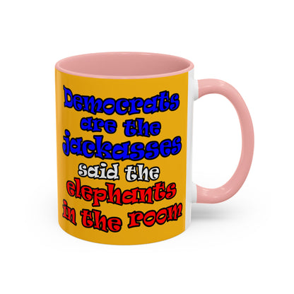 donkeys and elephants - Accent Mug (yellow)