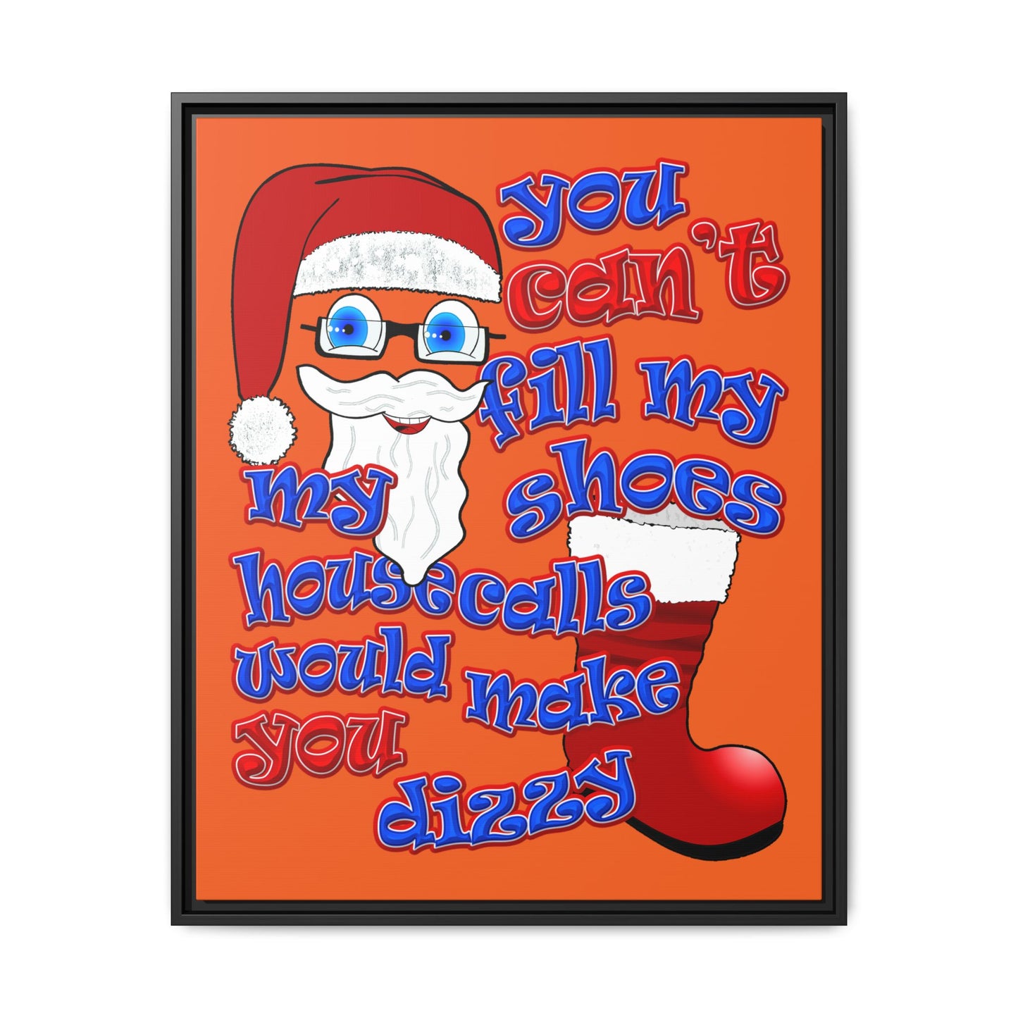 santa's shoes - framed canvas art (orange)