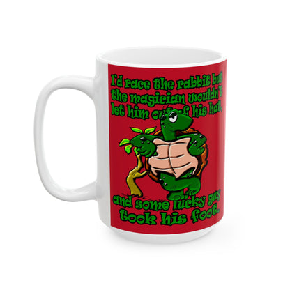 turtle race - White Mug (dark red)
