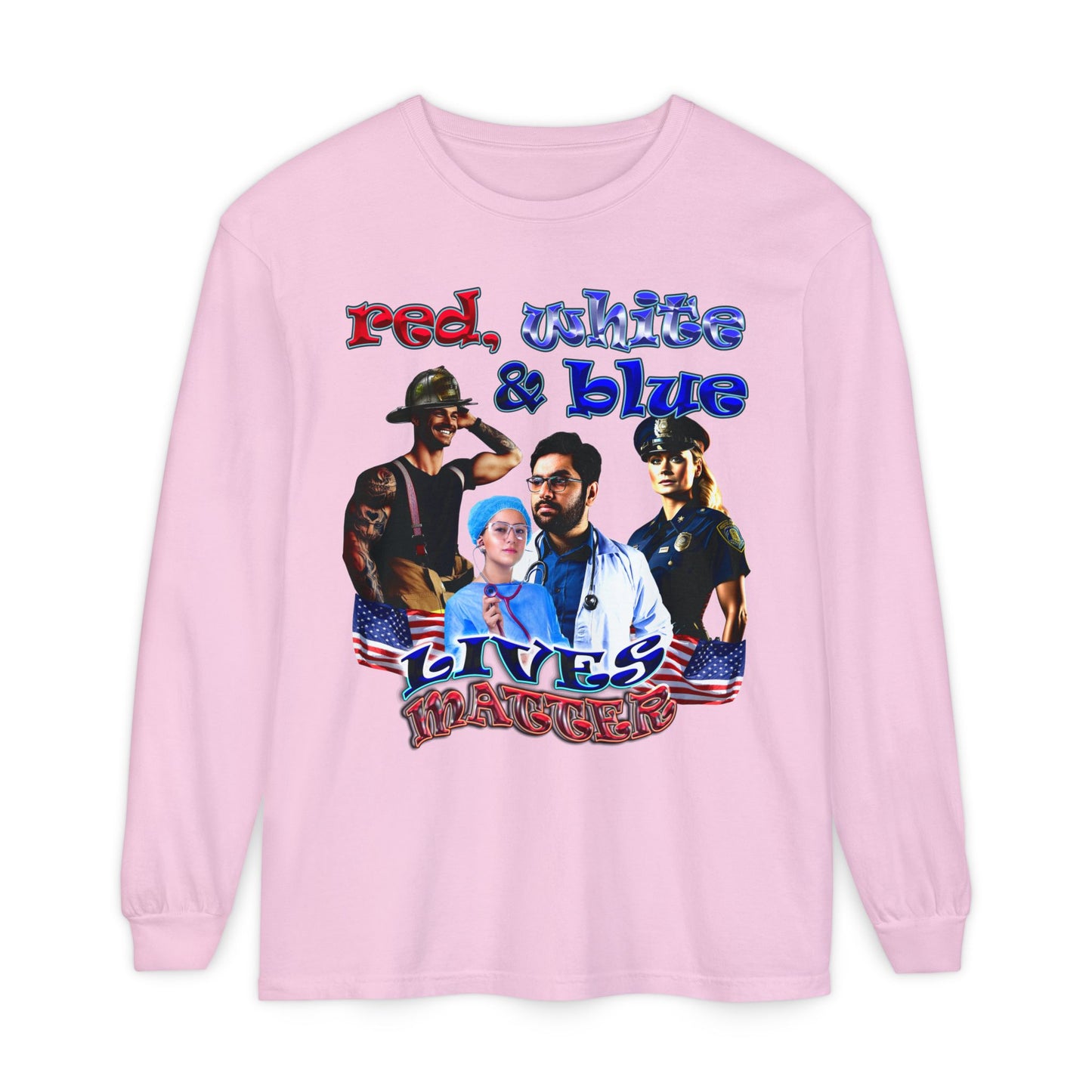 rw&b lives matter - Unisex Garment-dyed Long Sleeve T-Shirt