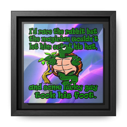 turtle race - framed canvas art (grey-pink wave)