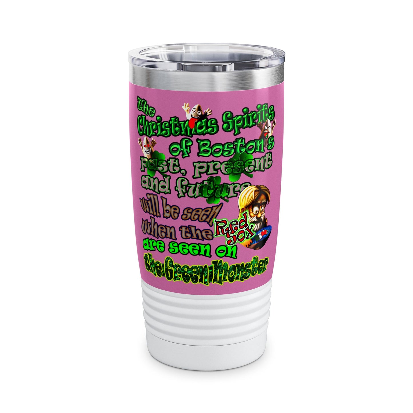 christmas spirits of boston - Ringneck Tumbler, 20oz (light pink)