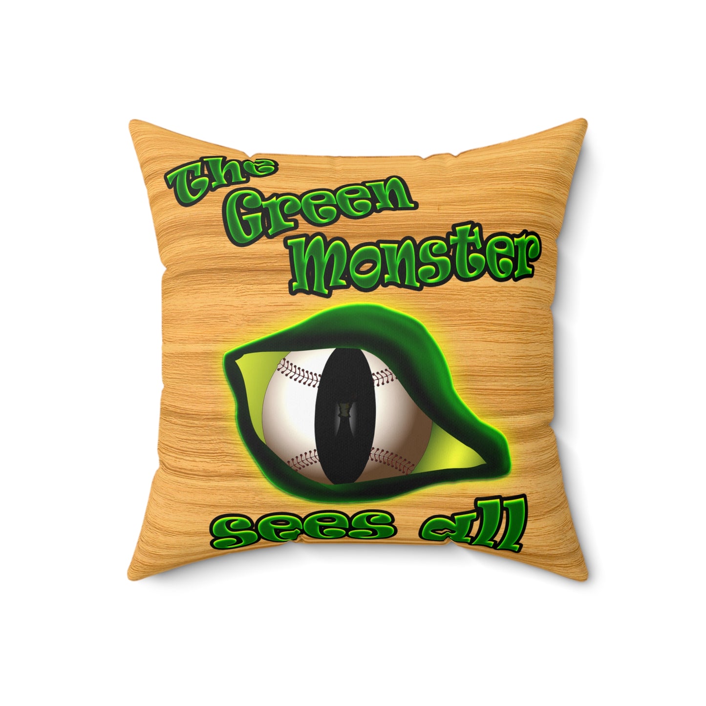 green monster - Spun Polyester Square Pillow - (butterscotch wood finish)