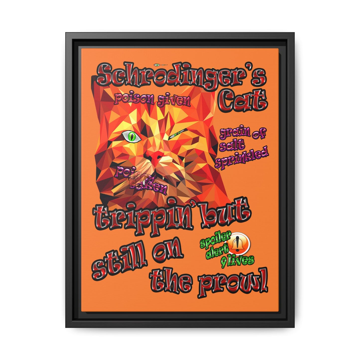 schrodinger's cat - framed canvas art (crusta)