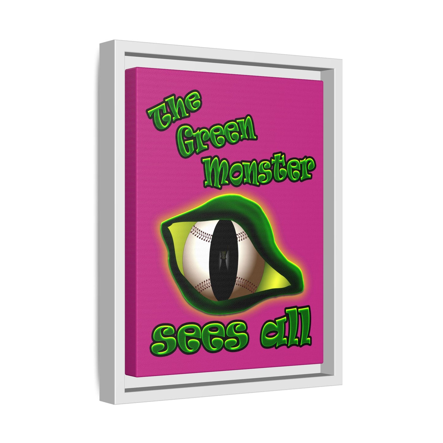green monster - framed canvas art (pink)
