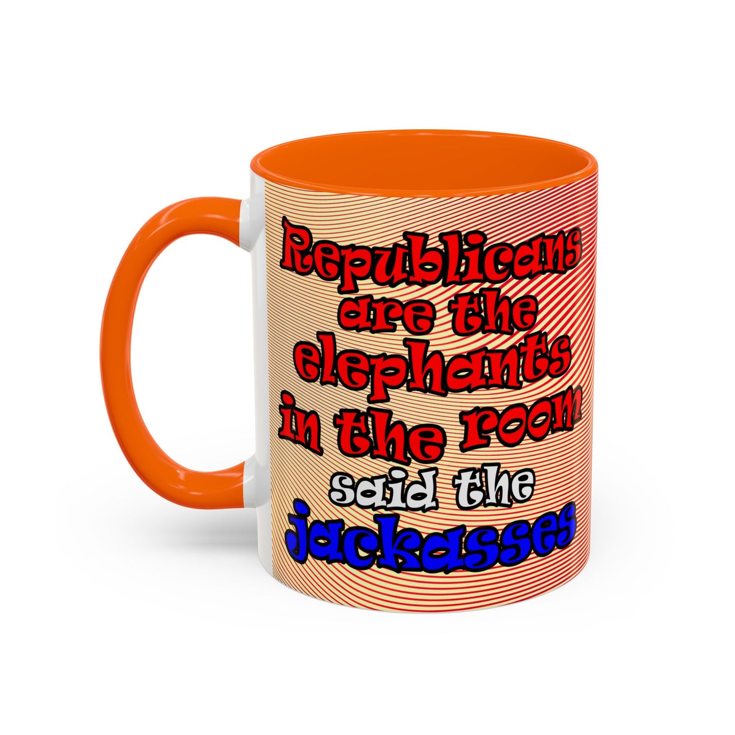 donkeys and elephants - Accent Mug (yellow-orange wave)
