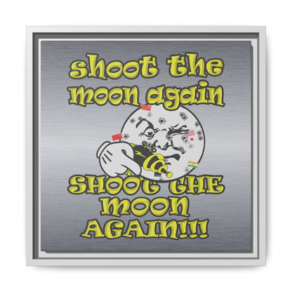 shoot the moon again - framed canvas art (brushed nickel)
