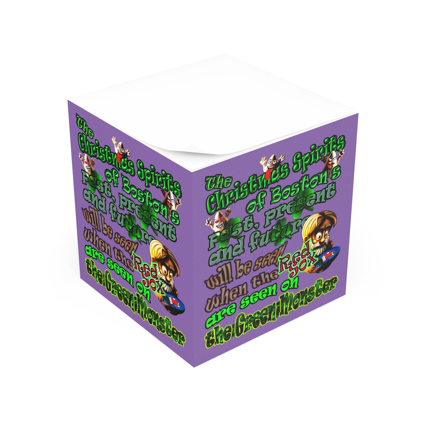 christmas spirits of boston - note cube (light purple)