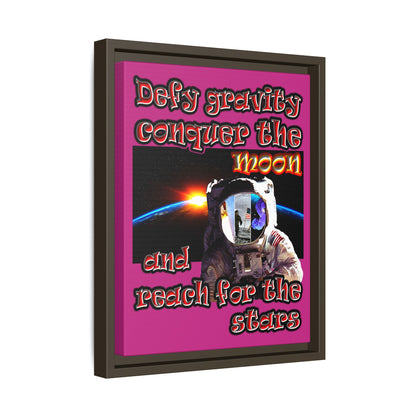 defy conquer reach - framed canvas art (pink)