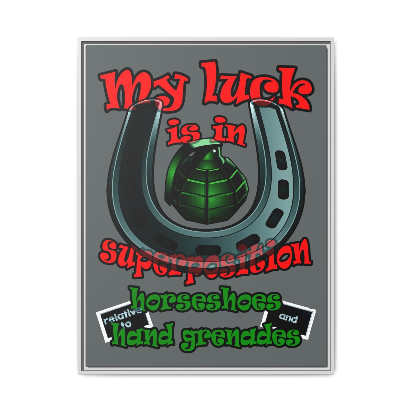my luck - framed canvas art (dark grey)