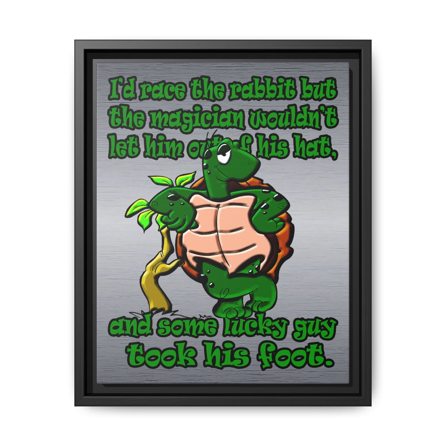 turtle race - framed canvas art (brushed nickel)