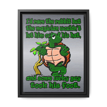 turtle race - framed canvas art (brushed nickel)