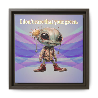 I don't care that your green - framed canvas art (light blue-pink wave)