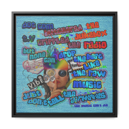 drop the beat - framed canvas art (faded blue)