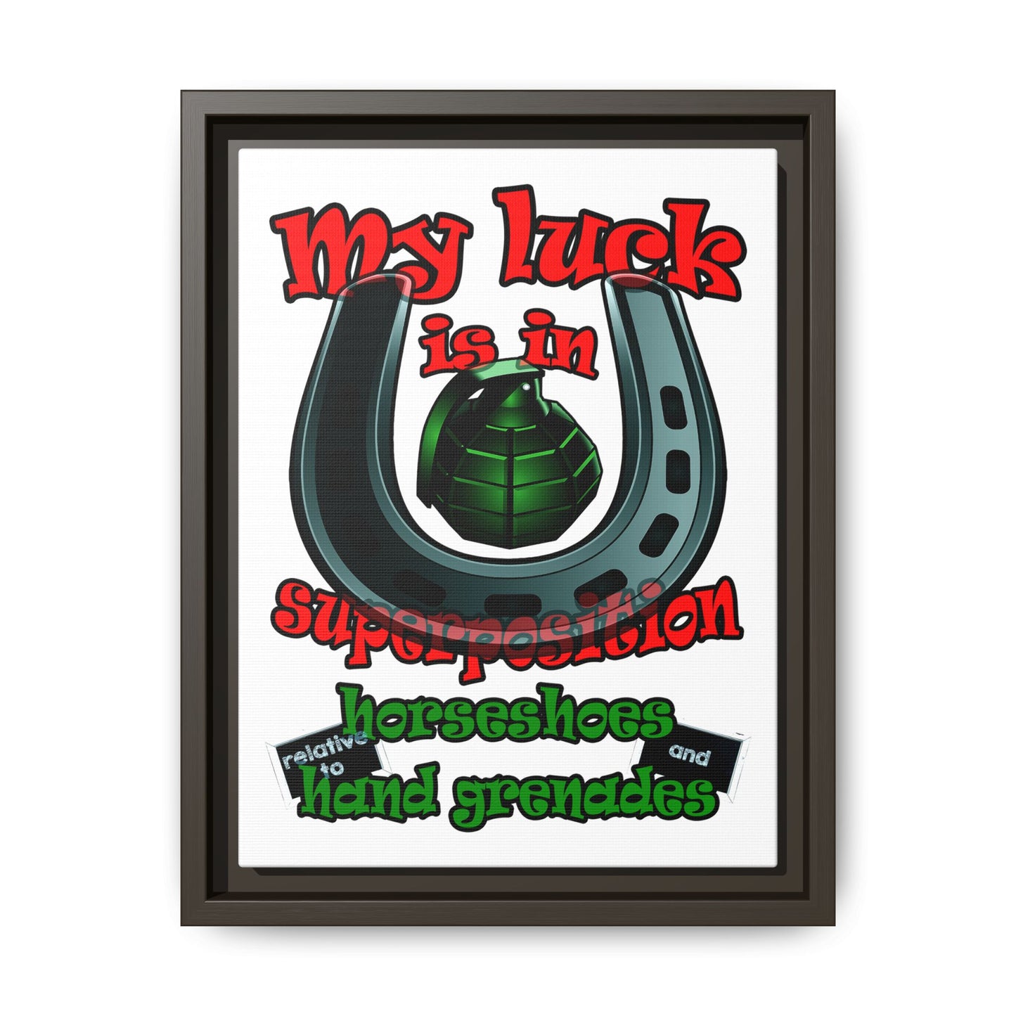 my luck - framed canvas art (white)