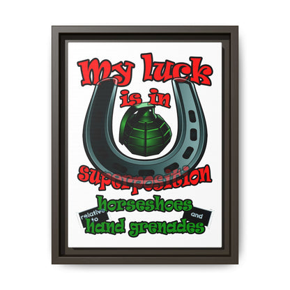 my luck - framed canvas art (white)