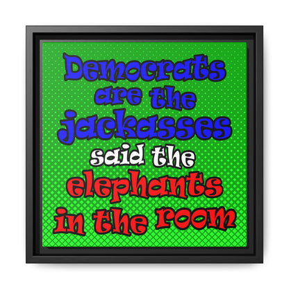 donkeys and elephants - framed canvas art (logo green)