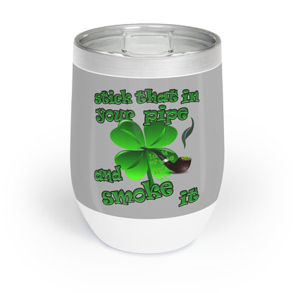 celtics logo - Chill Wine Tumbler (light grey)