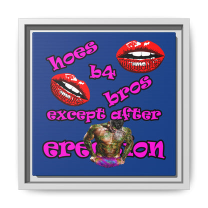 hoes b4 bros - framed canvas art (dark blue)