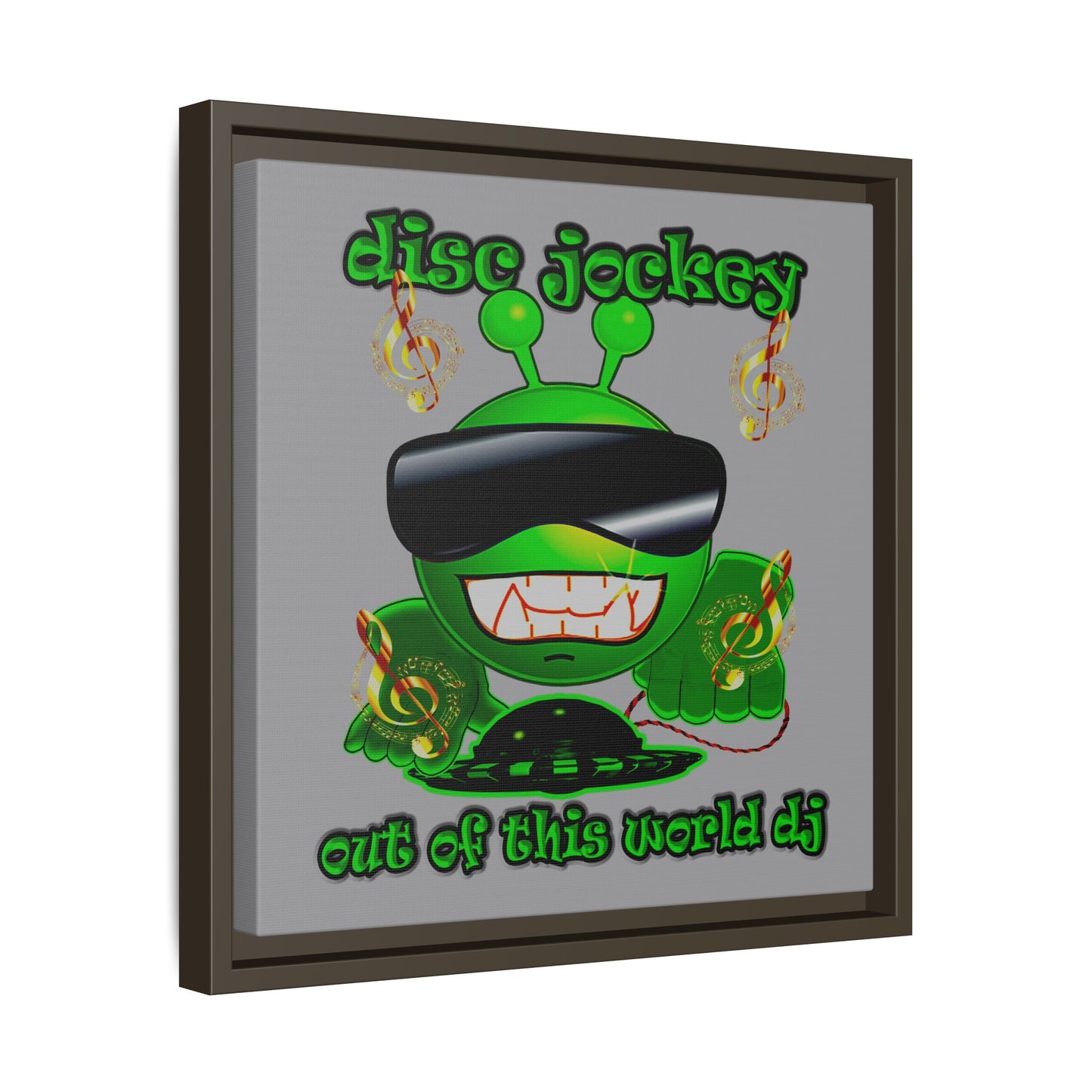 disc jockey - framed canvas art (grey)