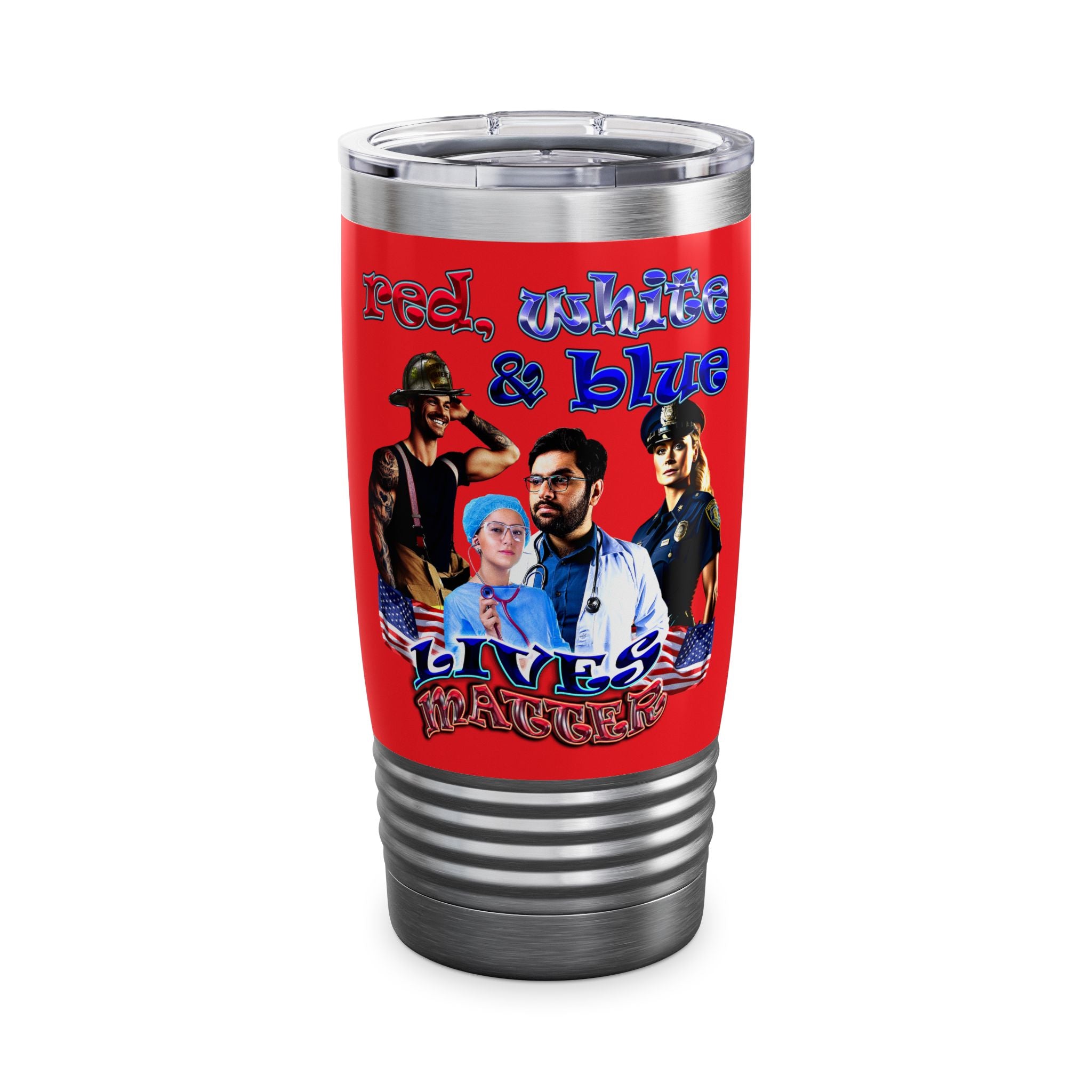 rw&b lives matter - Ringneck Tumbler, 20oz (red)