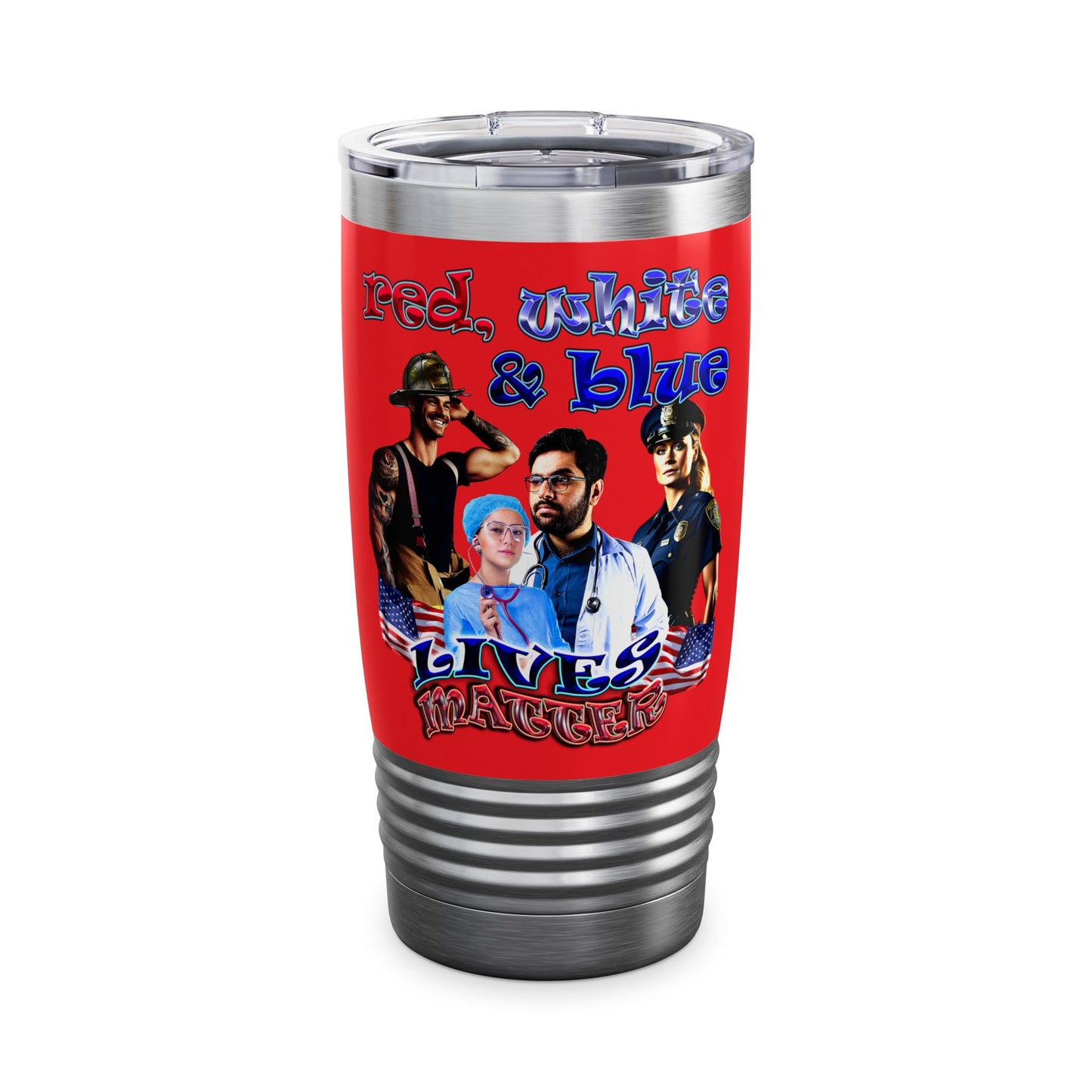 rw&b lives matter - Ringneck Tumbler, 20oz (red)