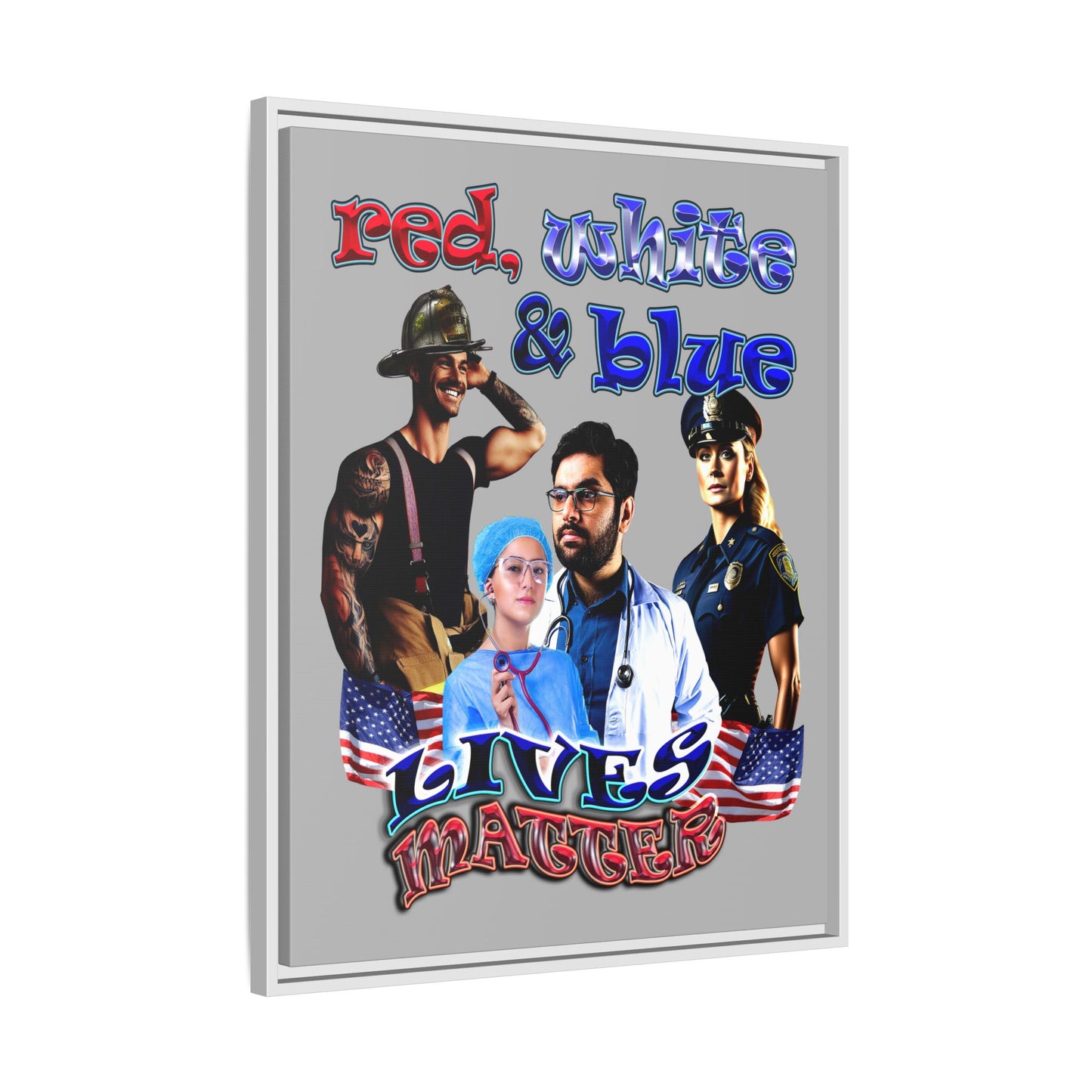 rw&b lives matter - framed canvas art (light grey)
