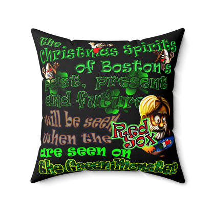 christmas spirits of boston - Spun Polyester Square Pillow - (black)