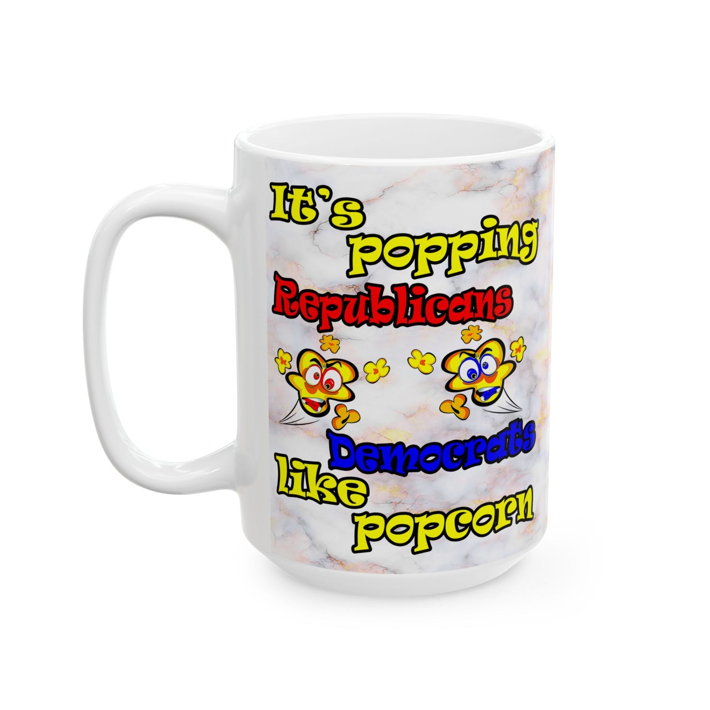 popping like popcorn - White Mug (white marble)