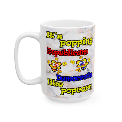popping like popcorn - White Mug (white marble)