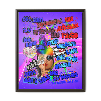 drop the beat - framed canvas art (purple-pink wave)