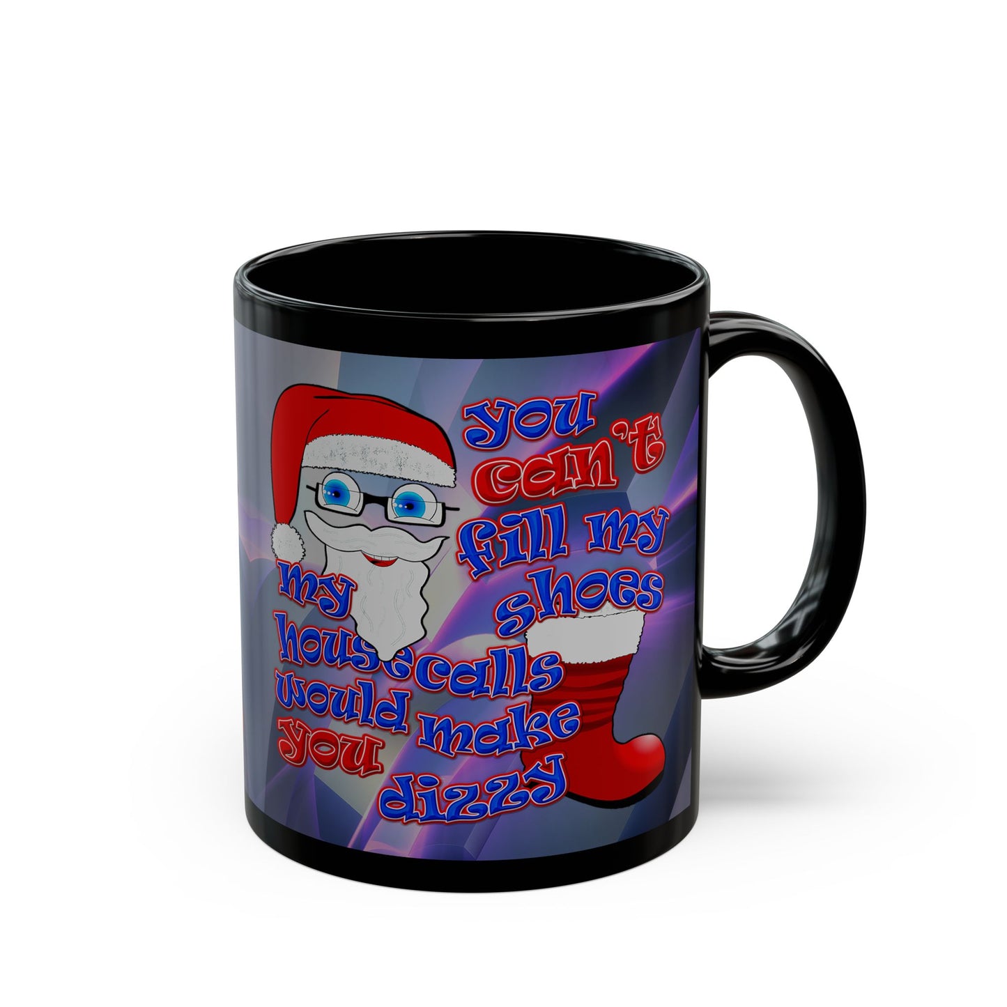 santa's shoes - Black Mug (grey-pink wave)